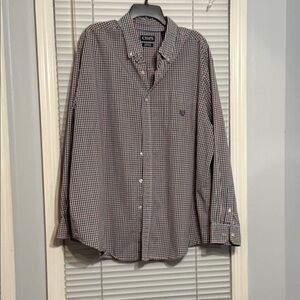Vintage Chaps Men's Plaid Shirt - Black, White, and Red